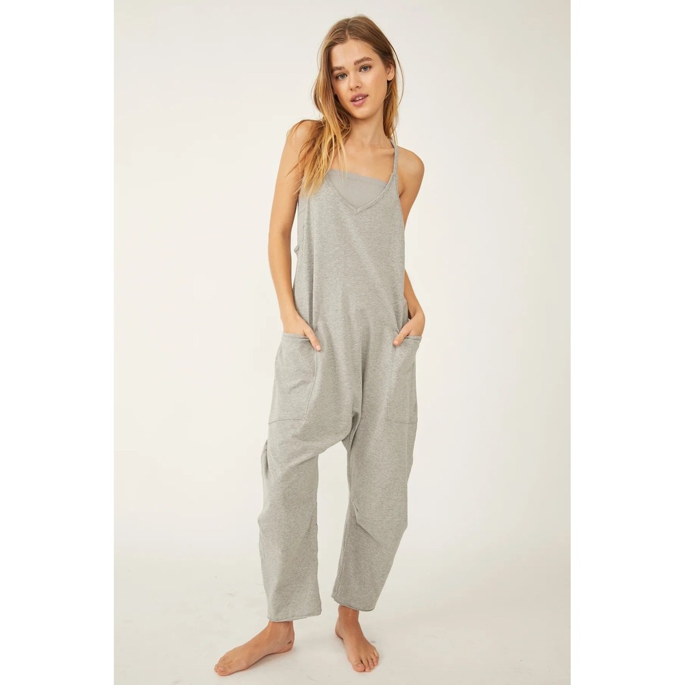 FP Movement Jumpsuit XS Gray Hot Shot Harem Drop Crotch Sleeveless Cotton Blend